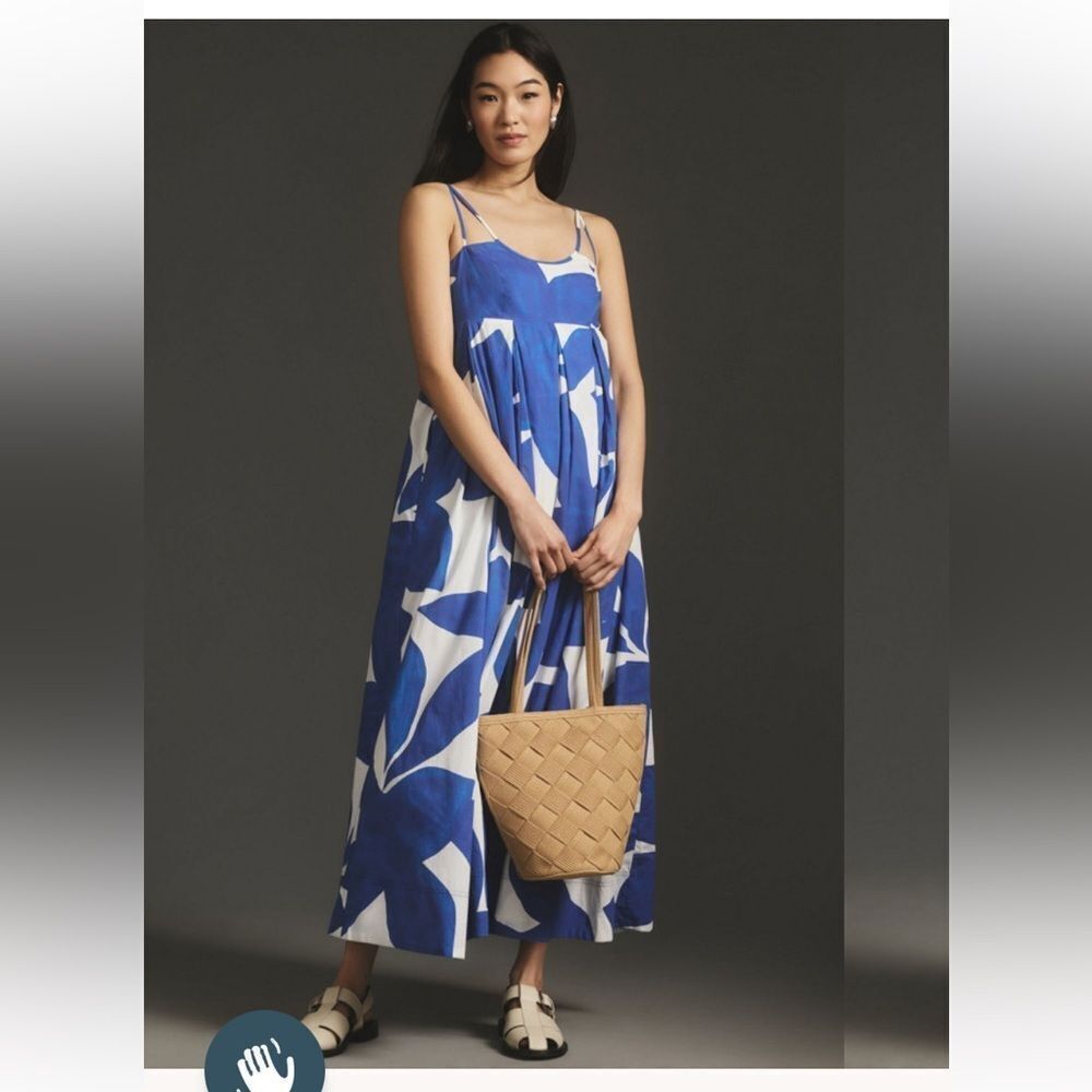 Anthropologie Printed Babydoll Smock Maxi Dress